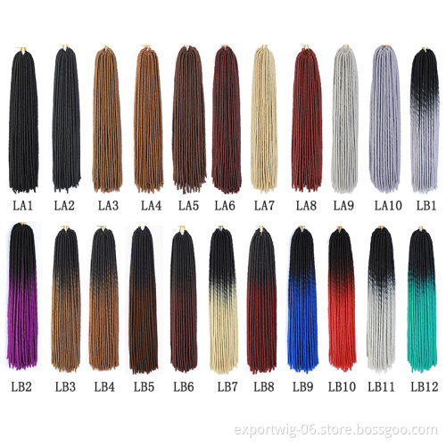 Straight Faux Locs Crochet Hair Extensions Dread Locks Hair Soft And Long 20inch Ombre Color Synthetic Fiber Afro Faux Locs